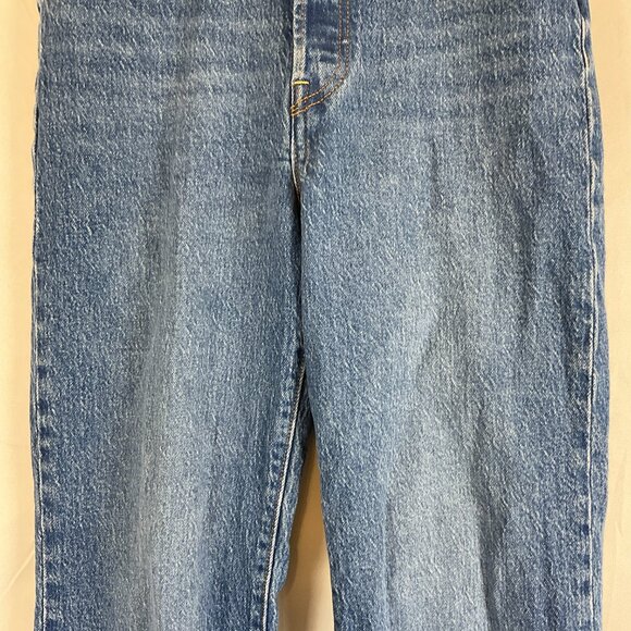 Levi's Ribcage Crop Boot Jeans 26 Blue Button Fly - Picture 3 of 12